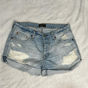 Denim Shorts Cuffed‎ Hem Light Wash Casual Summer Size 27